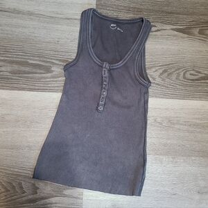 Aerie Charcoal Ribbed Tank Size S